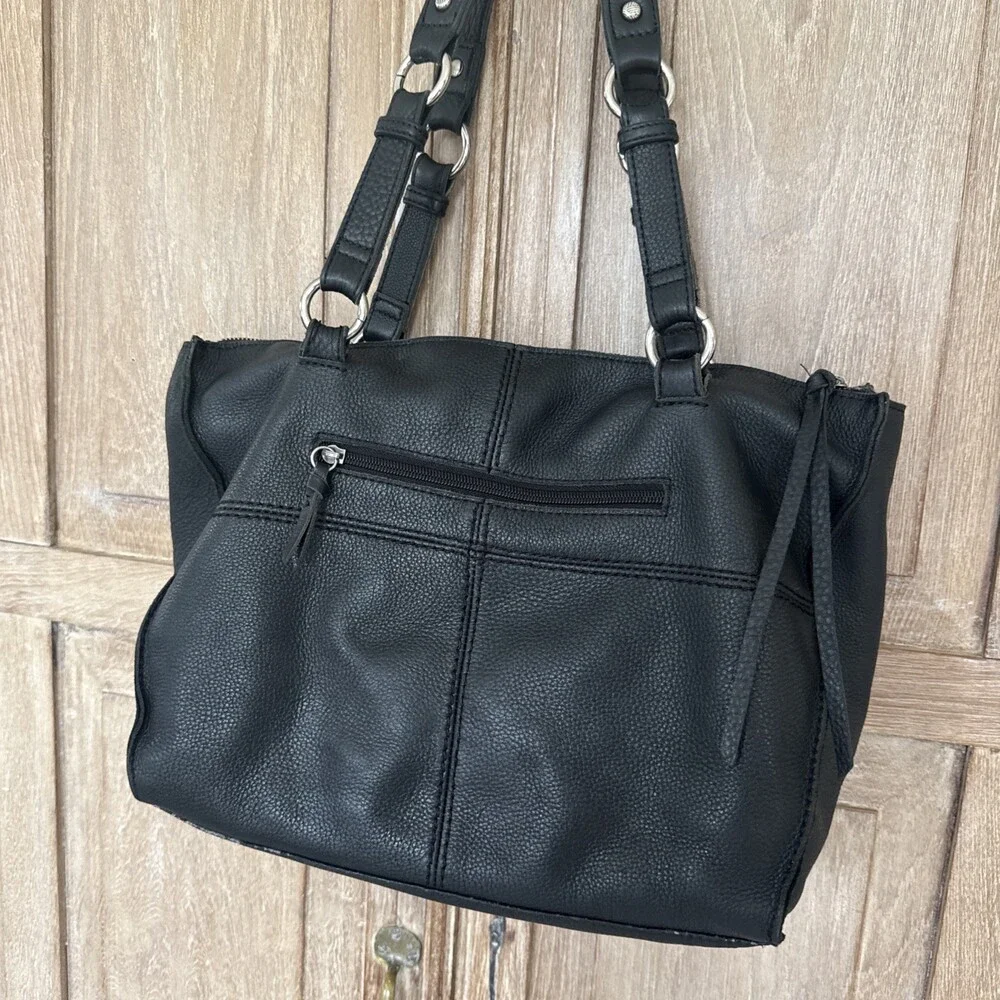 The Sak Silverlake Black Leather Studded Fringe Tote